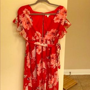 Chiffon Rose Ruffle Maxi Dress with tags